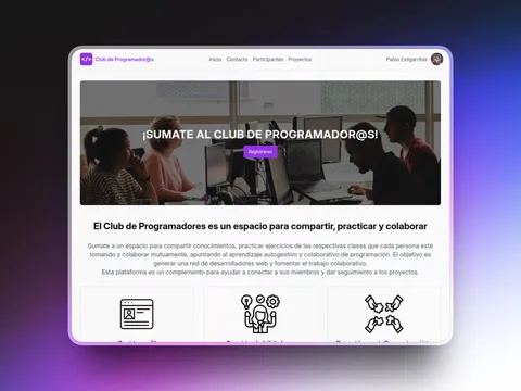 Captura del sitio Club de Programador@s, comunidad online de programación