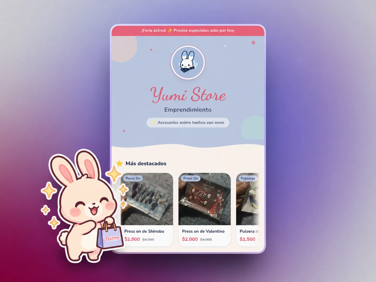 Vista del catálogo digital de Yumi Store con productos organizados para explorar online