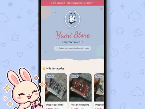 Captura del catálogo personalizado de Yumi Store, emprendimiento de merch anime